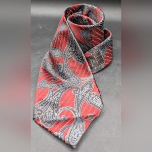 Ermenegildo Zegna Maroon Grey Paisley Silk Tie, NWT MSRP $175, Nieman Marcus
